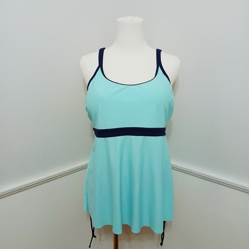 Yonique B2PRITY Womens 3 Piece Tankini Swimsuit Set Aqua Black Large NWT